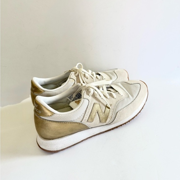 New Balance 620 Gold Metallic Sneakers Suede Size 7 - Picture 5 of 7